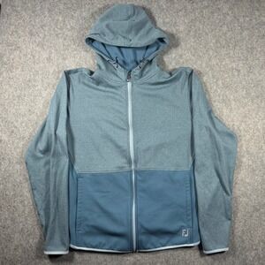 FootJoy ThermoSeries Mens Blue Gray Full Zip Golf Hoodie Jacket Medium Textured